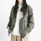 Long Sleeve Color Block Pocket Shirt