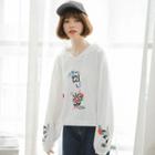 Embroidery Hooded Knit Pullover