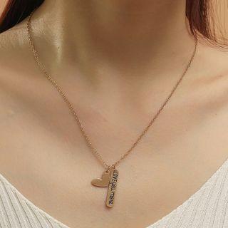 Heart Lettering Pendant Alloy Necklace
