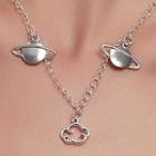 Alloy Planet Pendant Necklace 01-2073 - Silver - One Size