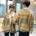 Couple Matching Color Block Open Front Cardigan / Sweater