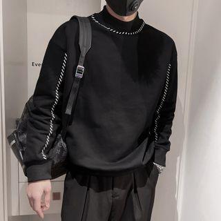Mock-neck Contrast Stitching Sweatshirt