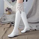 Lace Panel Wedge Over-the-knee Boots