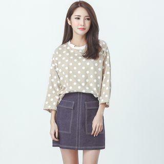 Dotted 3/4-sleeve Top