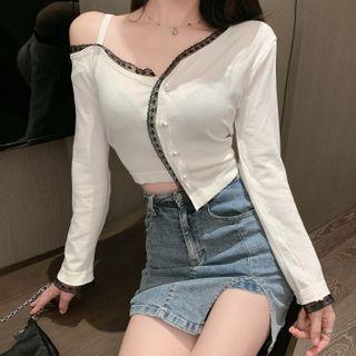 Cold-shoulder Asymmetric Knit Top