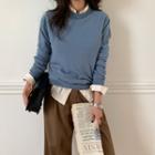 Long-sleeve Cashmere Blend Sweater Sky Blue - One Size