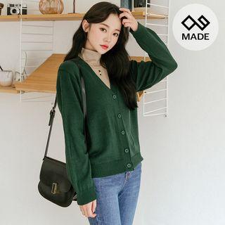 Plus Size V-neck Plain Cardigan
