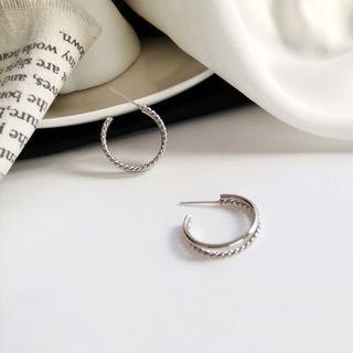 Chain Open Hoop Earring 1 Pair - Silver - One Size