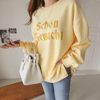 Letter Print Brushed Fleece Sweatshirt