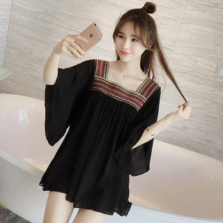 Square Neck Contrast Trim Blouse