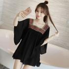 Square Neck Contrast Trim Blouse