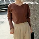 Plus Size Round-neck Slit-side T-shirt