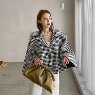 Houndstooth Cape Jacket Black - One Size