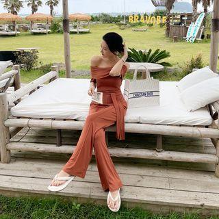 Off-shoulder Jumpsuit With Sash