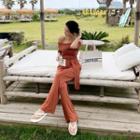 Off-shoulder Jumpsuit With Sash