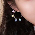 Beaded Hoop Drop Earring 0157a# - 1 Pair - Classic Earrings - Multicolor - One Size