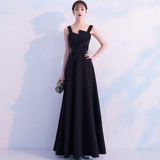 Asymmetric Neckline Sleeveless A-line Evening Gown