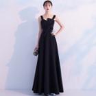 Asymmetric Neckline Sleeveless A-line Evening Gown