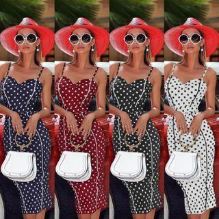 Spaghetti Strap Dotted Sheath Dress