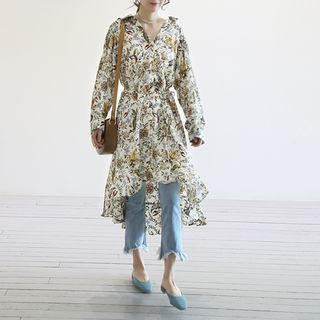 Dip-back Patterned Dress With String