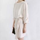 Side Tie Long-sleeve Dress White - One Size