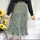 High-waist Ruched Floral Print Dress