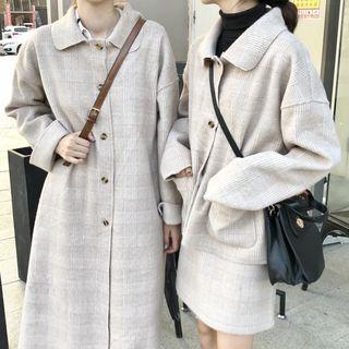 Plaid Button Jacket / Long Coat / A-line Skirt / Set