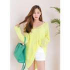 Plus Size - Colored Cover-up Knit Top