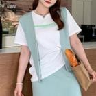Short-sleeve Detachable Shawl T-shirt