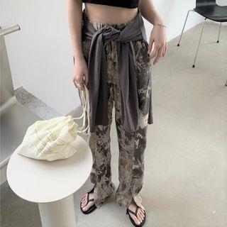 Tie-dye Wide-leg Pants Gray - One Size