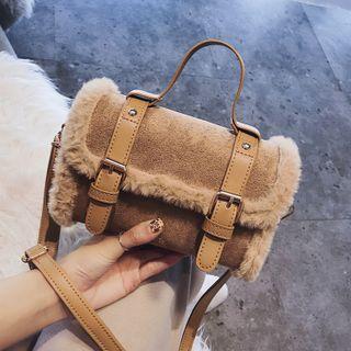 Fluffy Trim Mini Crossbody Satchel
