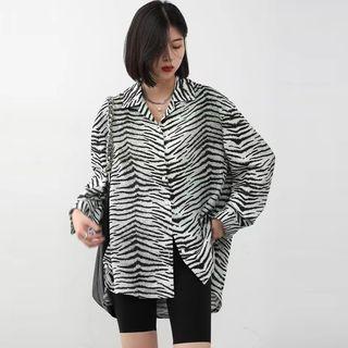 Long Sleeve Zebra Print Shirt