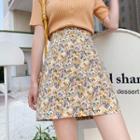 High-waist Floral Mini A-line Skirt