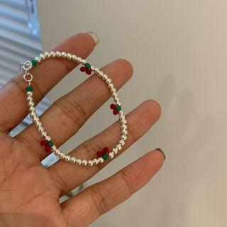 Cherry Sterling Silver Bracelet Silver & Red - One Size