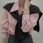 Chelsea-collar Pleated-back Blouse