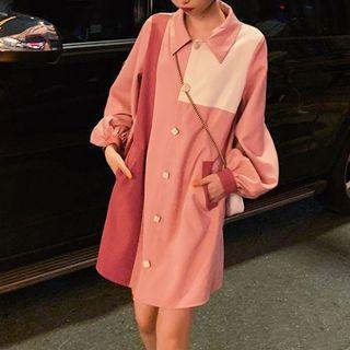 Panel Balloon-sleeve Shirtdress
