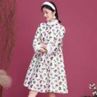 Long-sleeve Floral Print Padded Dress