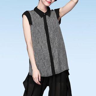 Sleeveless Stripe-panel Blouse