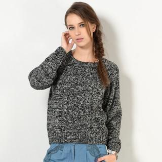 Cable-knit Melange Sweater Gray - One Size