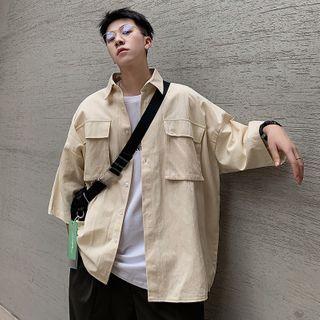 3/4 Sleeve Plain Cargo Shirt