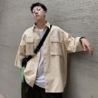 3/4 Sleeve Plain Cargo Shirt
