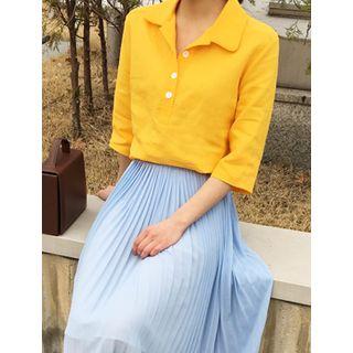 Half-placket Linen Blouse