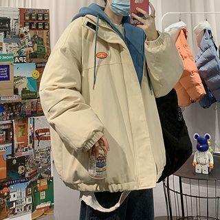 Mock Two Piece Long-sleeve Patch Plain Coat