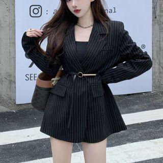 Oversized Plaid Blazer Black - One Size