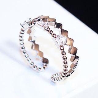 Alloy Rhinestone Layered Open Ring As Shown In Figure - One Size