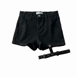 High-waist Denim Hot Pants With Garter