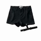 High-waist Denim Hot Pants With Garter