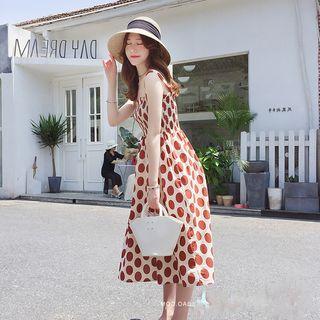 Strappy Dotted Midi A-line Dress