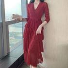 Long-sleeve Midi Tiered Party Dress