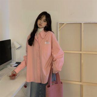 Long-sleeve Smiley Face Print Shirt